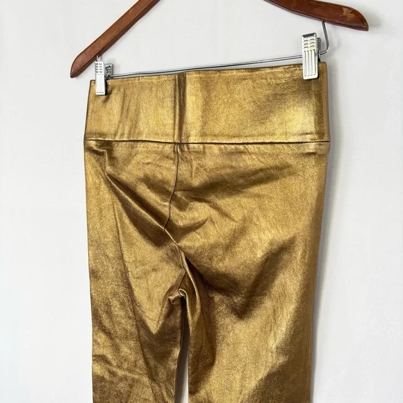 NEW SPRWMN Gold Leather Leggings Size S 25”